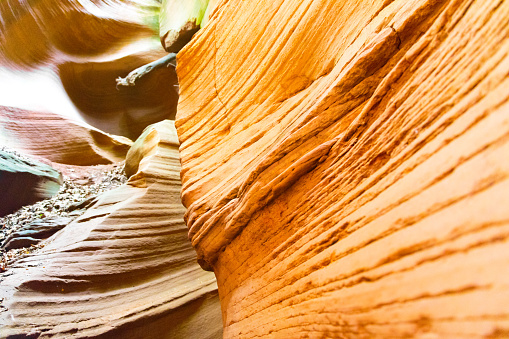 Glowing walls at the Antelope Slot Canyon in Page, Arizona, United States.