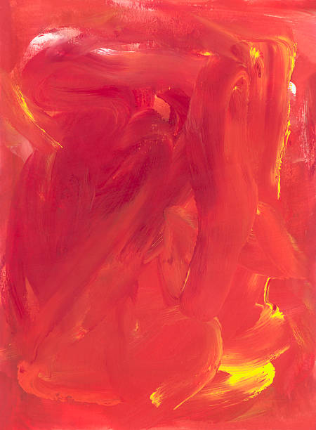 istock Red gouache with yellow smears 147310139