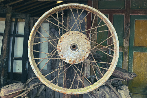 Rusty wheels due to the eruption of Mount Merapi in Indonesia 2010