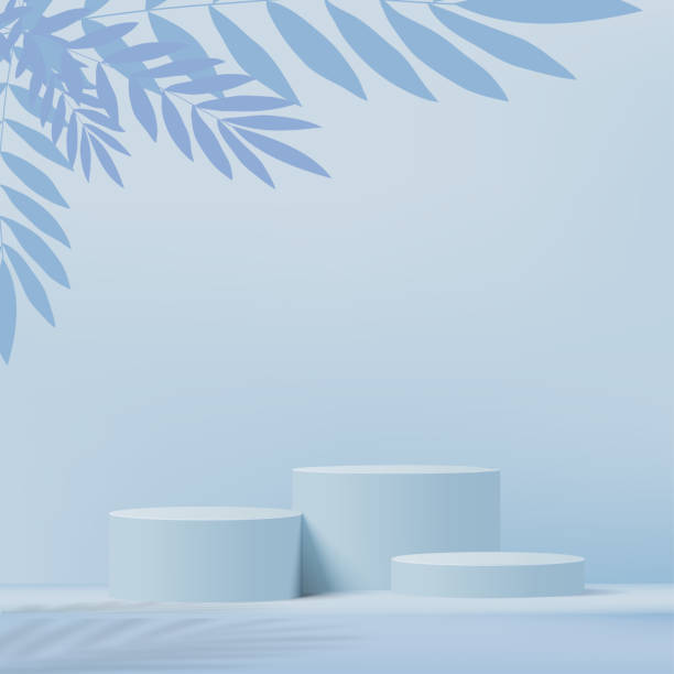 istock 3d blue color podium and minimal blue color wall scene. 3d podium minimal abstract background. Vector 1473102968
