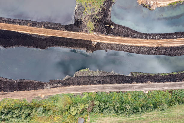 istock area reclamation and land improvement. excavator working in a swamp. top view from drone. 1473105142