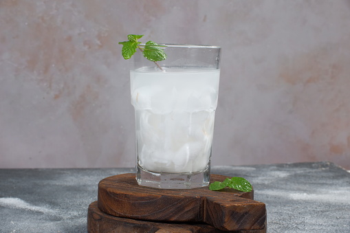 Es Kelapa Muda or young coconut ice, Indonesian popular drink,