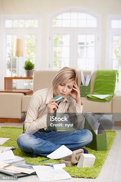 Troubled Woman With Credit Card Stock Photo - Download Image Now - 20-29 Years, Adult, Adults Only