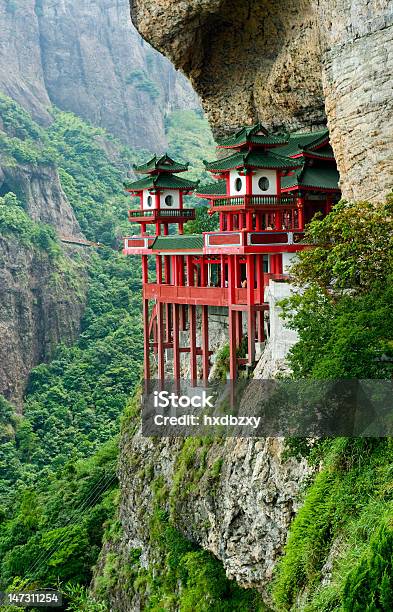Chinese Temple In Mountainside Stock Photo - Download Image Now - Temple - Building, Mountain, Buddhism