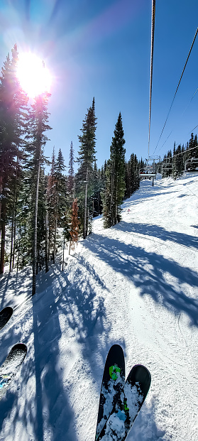 Views of Vail Mountain, Skiers enjoying a beautiful day, Vail, Colorado