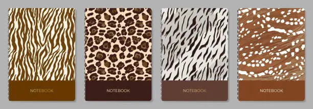 Vector illustration of Cover page templates. Vector Animals skin prints. Applicable for notebooks, planners, brochures, books, catalogs etc.