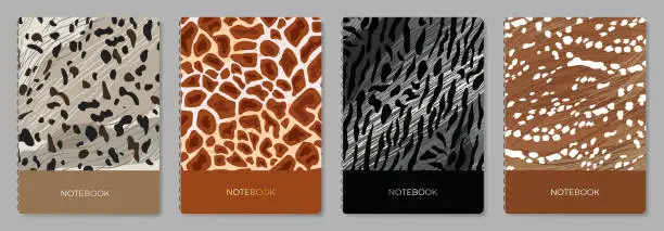 Vector illustration of Cover page templates. Vector Animals skin prints. Applicable for notebooks, planners, brochures, books, catalogs etc.