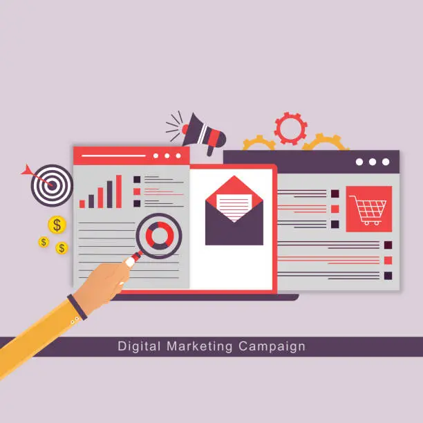 Vector illustration of Business digital marketing online concept and internet marketing