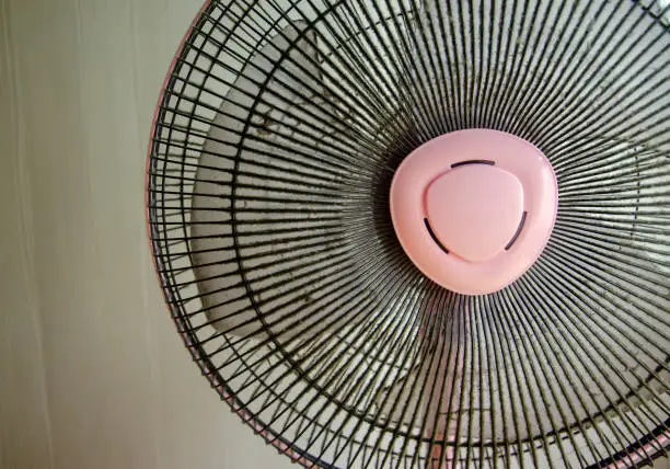 Dust dirty on fan grilles, fan closeup.