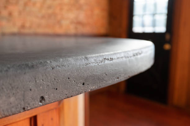 Cement counter top on bar and kitchen