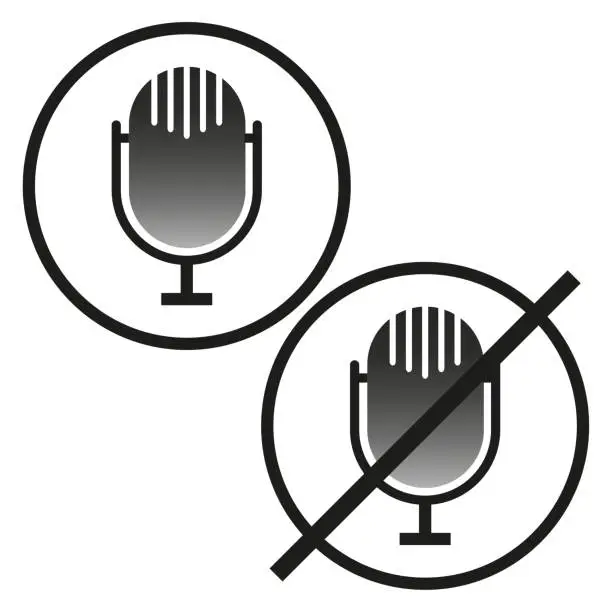 Vector illustration of Microphone icons in flat style. Podcast voice audio record. Vector illustration.