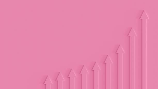 istock Pink 3D background with wide margins with arrow graphs 1473130526