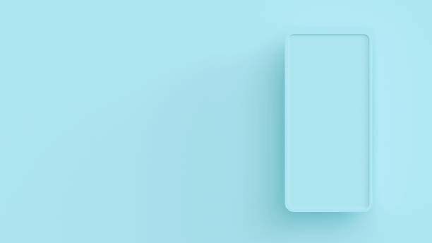 istock Blue 3D background with wide margins and a smartphone-sized frame on the right edge 1473130933