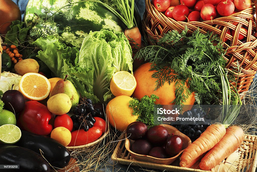 assortment Fresh vegetables and fruits. Huge collection. Apple - Fruit Stock Photo