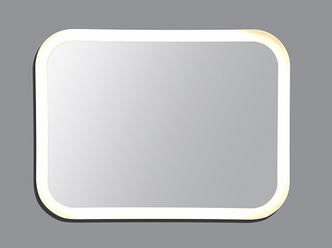 Front view led light mirror hanging on the wall (Frame with Clipping Path)