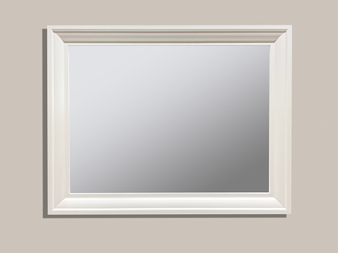 Front view mirror hanging on the wall (Frame with Clipping Path)