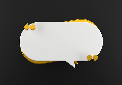 white cloud paper speech bubble shape against yellow background design