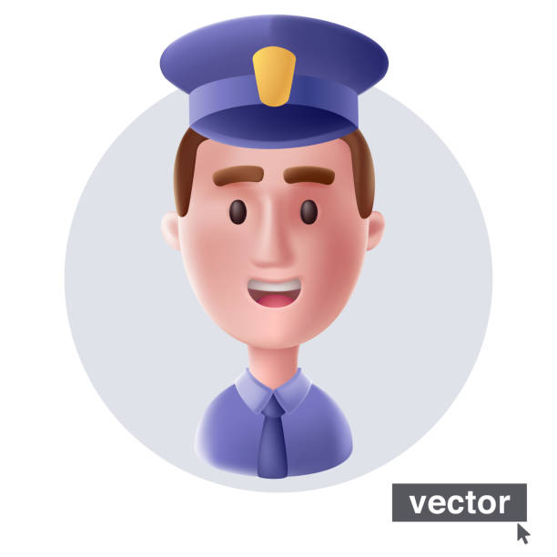 istock Young smiling police officer in uniform. Realistic 3D style vector character illustration in cartoon style. 1473132646