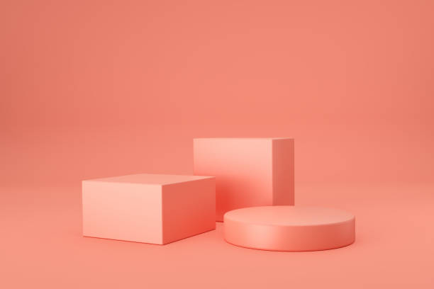 istock Abstract background with geometric shapes and podiums for product presentation. 1473133896