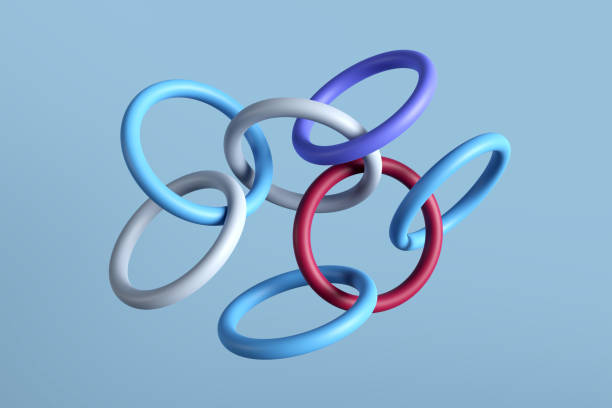istock Abstract levitating multi-colored rings connected to each other. Teamwork, togetherness, solidarity, partnership, cooperation or connection 1473133969