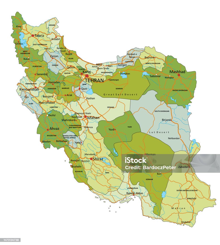 Carter Iran Map Highly Detailed Editable Political Map With Separated Layers Iran Stock ...