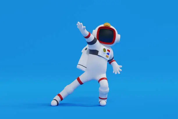 Photo of Astronaut dap or dapping dance, science technology space adventure discovery, 3D rendering.
