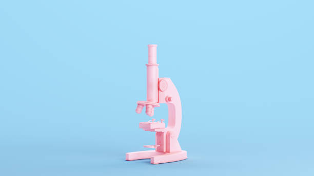 istock Pink Microscope Medicine Medical Equipment Laboratory Science Kitsch Blue Background 1473140589