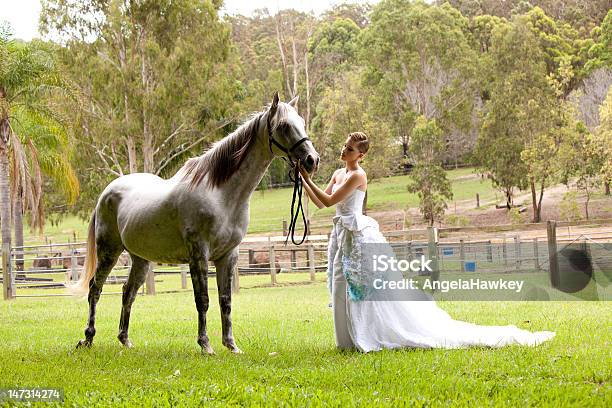 若い女性のホワイトドレスの屋外での競馬 - 1人のストックフォトや画像を多数ご用意 - 1人, 20代, かわいがられているペット