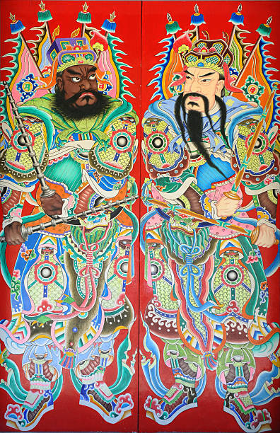This is a very traditional kind of house gates in China, which painted the ancient generals on the two sides of the gate. They are called door gods in China.