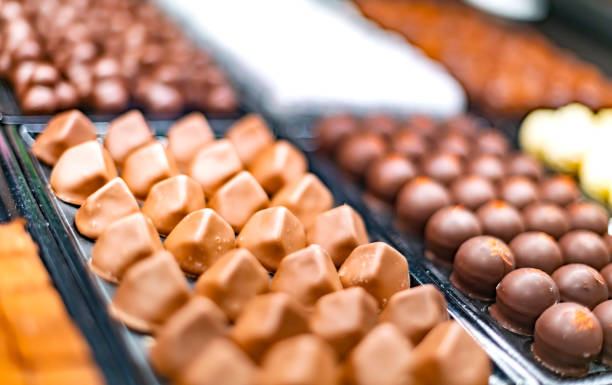 istock Chocolate pralines displayed in a confectionery store 1473143243