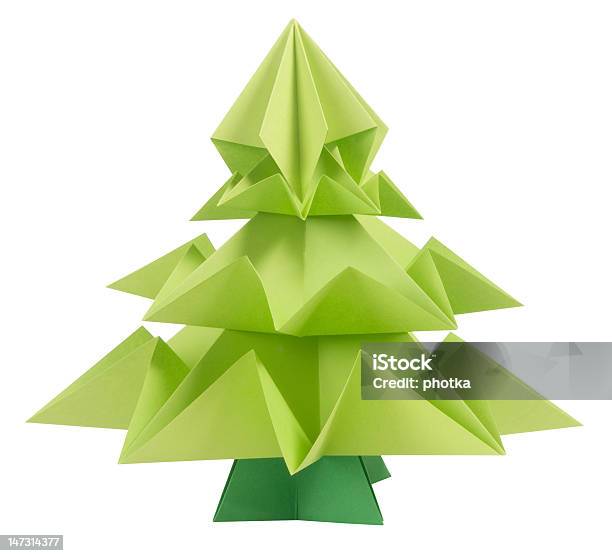 Origami Albero Di Natale - Fotografie stock e altre immagini di Albero - Albero, Albero di natale, Carta