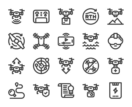 Drone Bold Line Icons Vector EPS File.