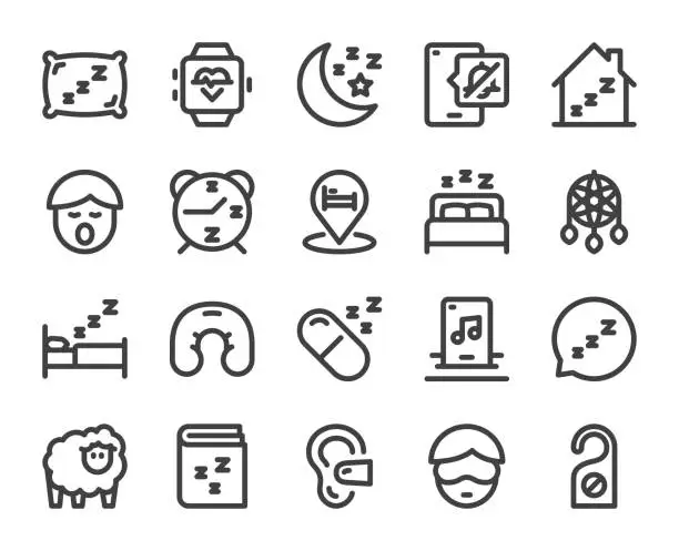 Vector illustration of Sleeping - Bold Line Icons