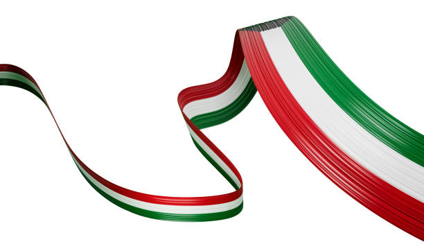 3d Flag Of Kuwait Country, 3d Wavy Shiny Kuwait Ribbon Isolated On White Background, 3d illustration stock photo