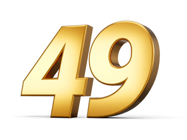 istock Golden metallic Number 49 forty nine, White background 3d illustration 1473145342
