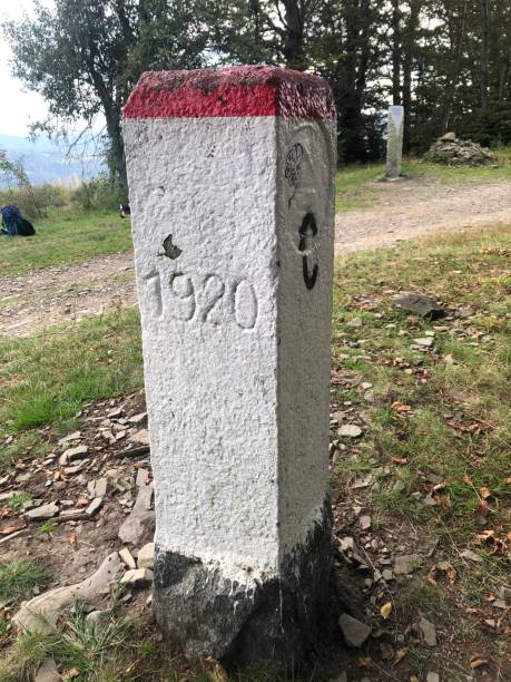 istock Border marker (border signpost, border stone) on the state boundary in Poland 1473145344
