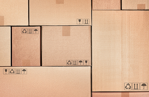 background of many empty cardboard boxes