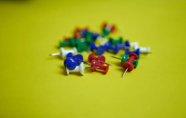Network with colorful pin needles linked together with strings