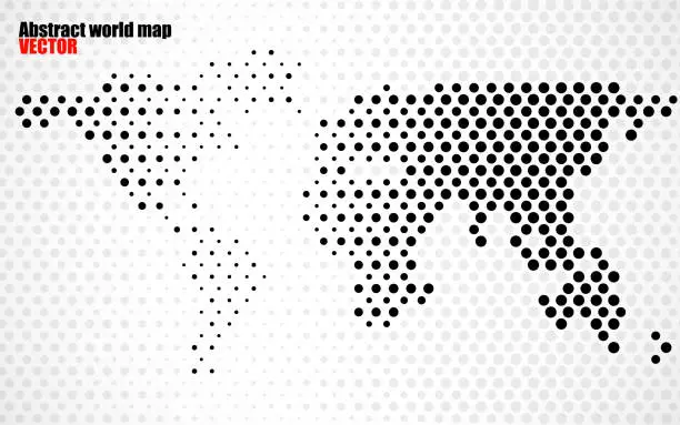 Vector illustration of Abstract halftone world map isolated on white background