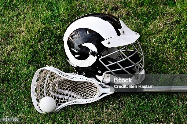 Lacrosse Equipment Stock Photo - Download Image Now - Lacrosse, Black Color, Grass