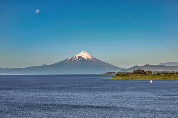 Volcano Osorno at Llanquihue Lake (Chile) stock photo
