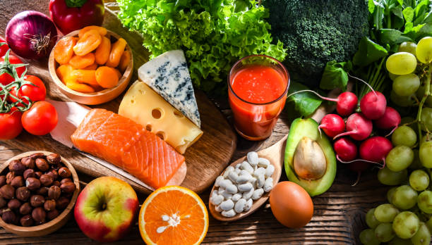istock Food products representing the nutritarian diet 1473148669