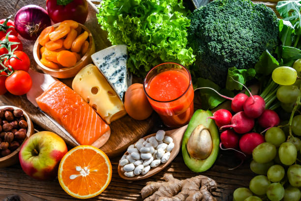 istock Food products representing the nutritarian diet 1473148736