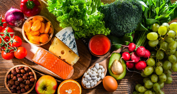 istock Food products representing the nutritarian diet 1473148756