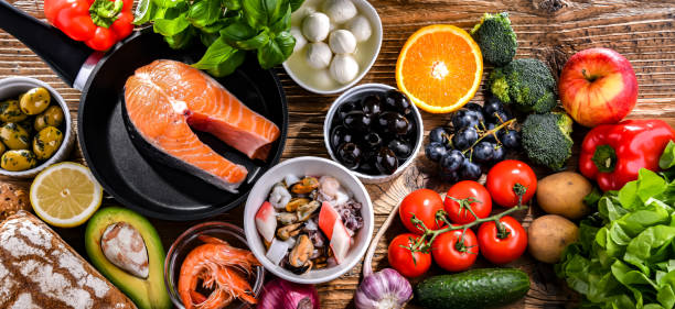 istock Food products representing the Mediterranean diet 1473148826