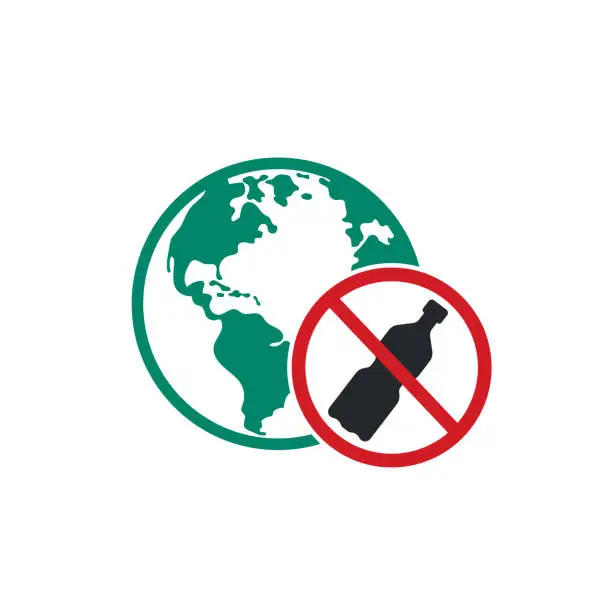 Vector illustration of no plastic