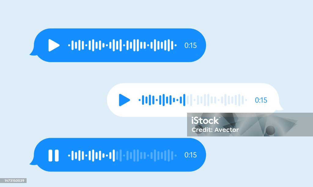 Voice Message Bubble Audio Chat Or Messenger Interface Vector Ui Ux ...