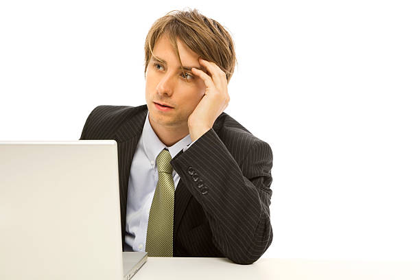 istock Businessman with laptop 147315016