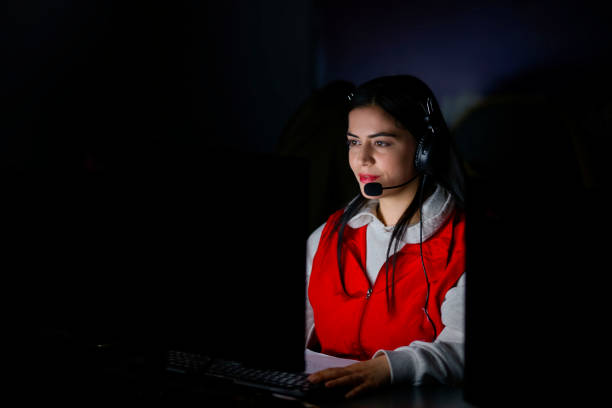call center worker stock photo