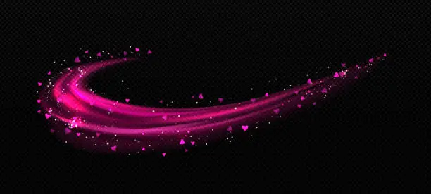 Vector illustration of Light effect curve bright twinkle line with hearts
